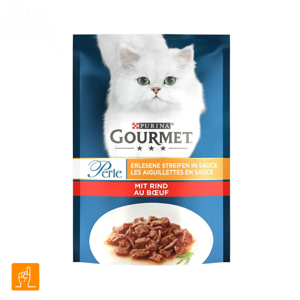Gourmet-Adult-Cat-Pouch-With-Beef پوچ گربه گورمت گلد طعم گوشت گوساله غذای مرطوب ۸۵ گرمی