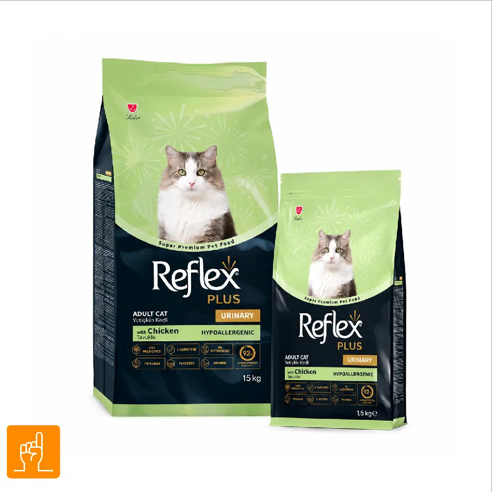 Urinary Reflex Plus Chicken Dry Cat Food Supports Urinary Tract Health بسته بندی غذای خشک گربه یورینری رفلکس پلاس با طعم مرغ