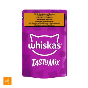 پوچ گربه تیستی میکس مرغ و بوقلمون در سس گروی ویسکاس