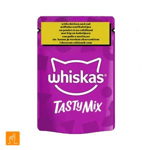 پوچ گربه تیستی میکس مرغ و ماهی کاد در سس گروی ویسکاس