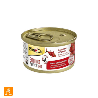 GimCat Shiny Cat Food Tuna Fillet With Tomatto کنسرو گربه جیم کت شاینی کت ماهی تن و گوجه فرنگی ۷۰ گرم