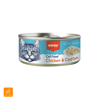 Wanpy Chunck In Gravy With Chicken & Cadfish کنسرو گربه ونپی مرغ و ماهی کاد با بافت ریشریش در گریوی